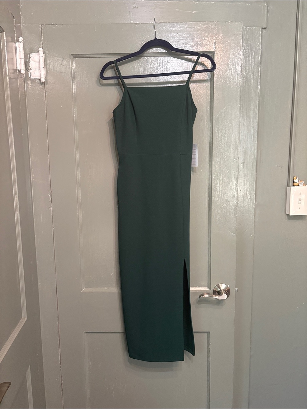 MELLODAY Dark Green Spaghetti Strap Midi Dress